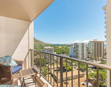 A balcony overlooking Waikiki
