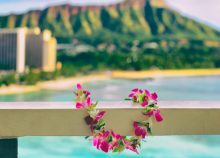 Aerial view of Waikiki Beach and Diamond Head, a top area to stay on Oahu