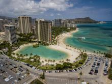 An aerial view of the Lagoon at Hilton Hawaiian Village