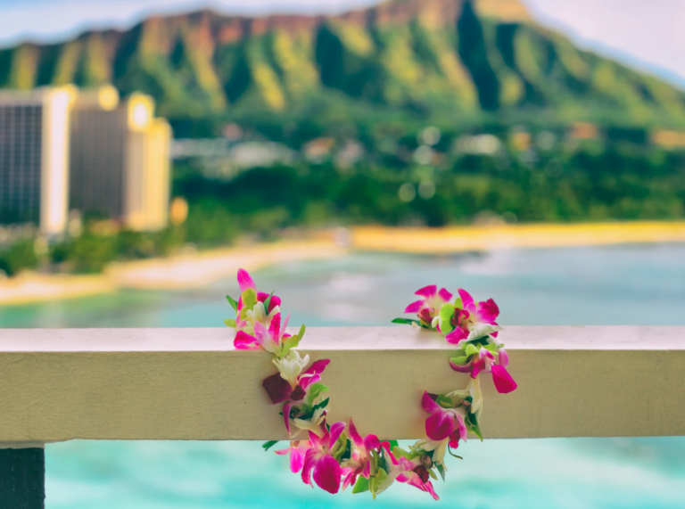 Ocean View Lanai With a Lei