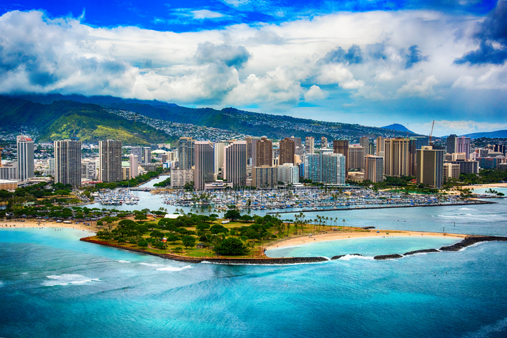 A skyline view of Honolulu