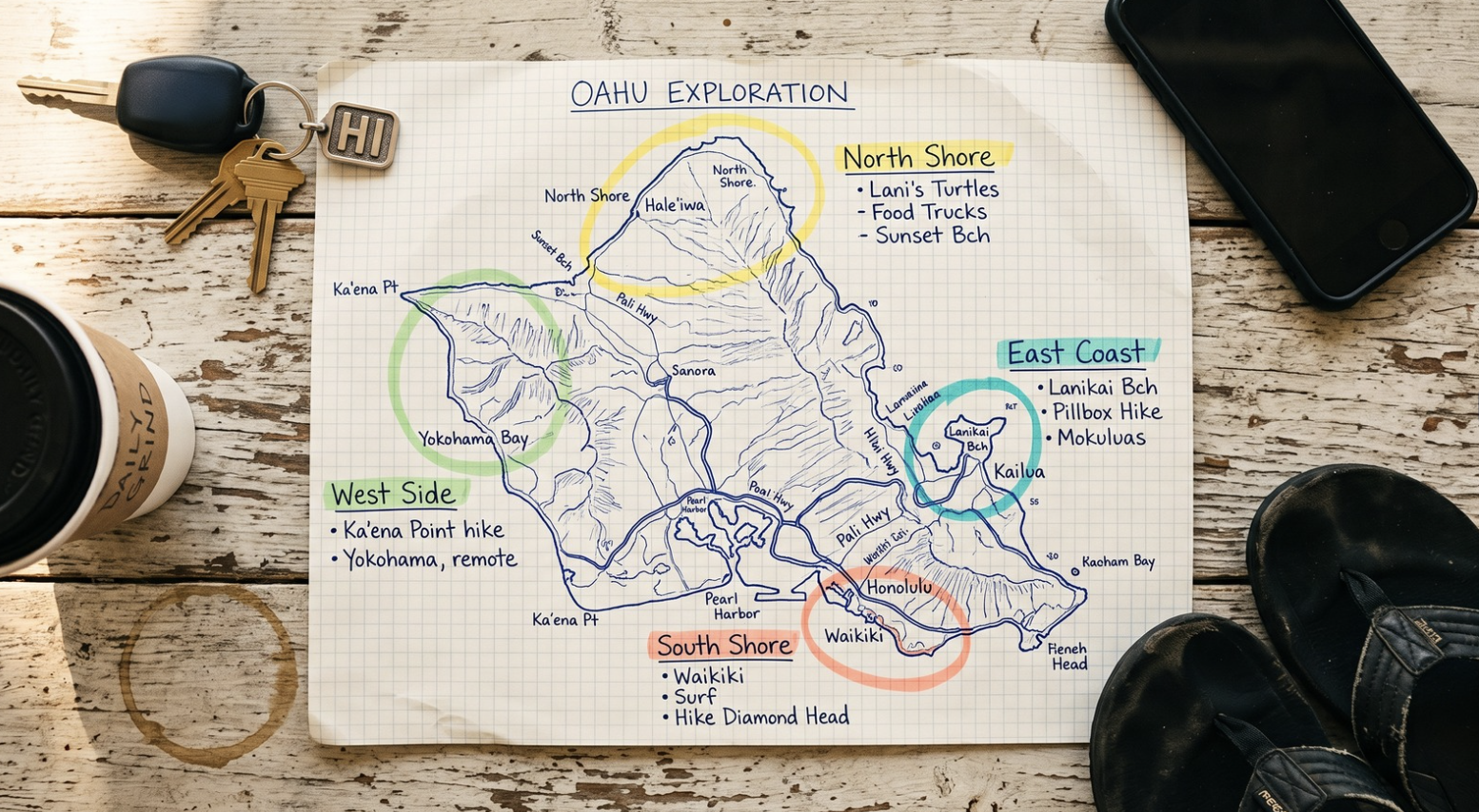 Map of Oahu vacation rental areas served by Ali'i Beach Rentals Map of Oahu vacation rental areas served by Ali'i Beach Rentals