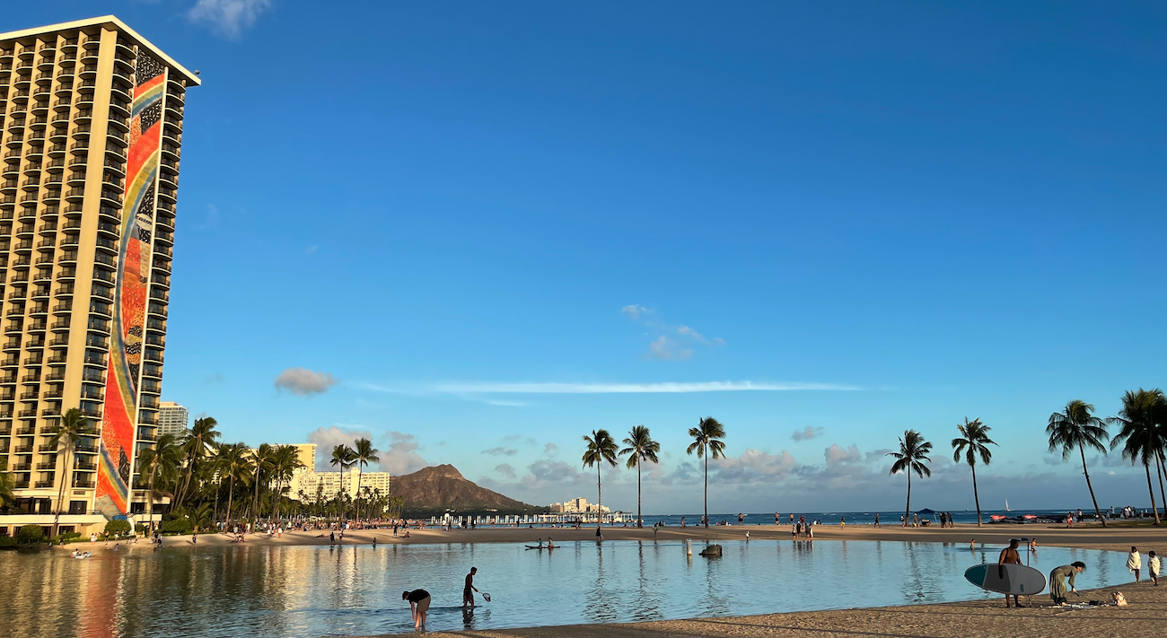 Kahanamoku Beach near the Ilikai Marina and the Ilikai Hotel